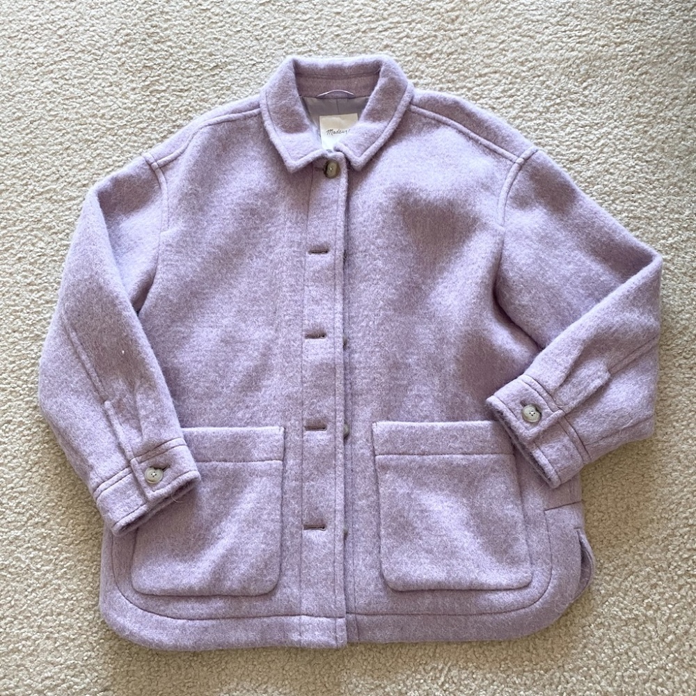 MADEWELL Walton Shirt-Jacket, Lilac Melange, L (NWT)